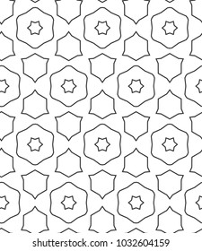 Seamless black and white vector pattern in geometric ornamental style