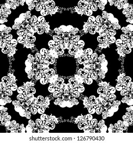 Seamless black and white vector pattern. Abstract seamless background with leaves and flowers Paisley Floral Design