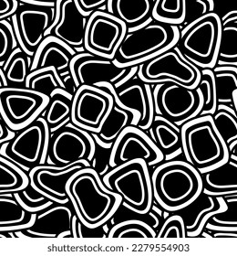 Seamless black and white vector pattern with simple geometric shapes, 
can be used for wrapping paper, design, textile, etc.
