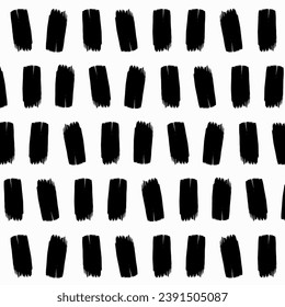A seamless black and white vector pattern featuring bold, smooth, and hand-drawn brush strokes arranged linearly with slight rotation. Ideal for contemporary designs, textiles, and fashion projects.