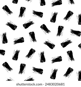 A seamless, black and white vector pattern composed of hand-drawn rough rectangular marks, that arranged randomly. Perfect for wrapping paper, banners, posters, wedding invitations, textiles, prints.