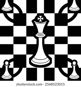 Seamless Black and White Vector Pattern - Modern Geometric Illustration

