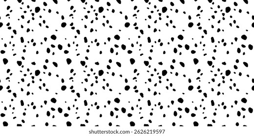 Impresión de Vector blanco y negro sin fisuras del patrón manchado de perro dálmata, imitando la textura de la piel del animal, perfecto para textiles o Fondos de pantalla