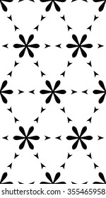 Seamless black and white vector texture of lines and elements of geometric shapes.