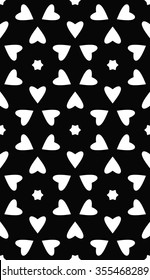 Seamless black and white vector texture of lines and elements of geometric shapes.