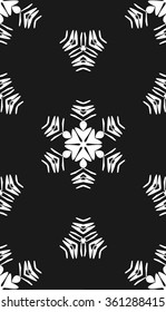 Seamless black and white vector texture of lines and elements of geometric shapes.