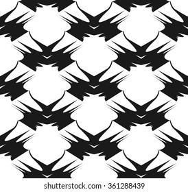 Seamless black and white vector texture of lines and elements of geometric shapes.