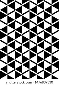 Seamless black and white vertical triangles and lines abstract geometrical pattern vector