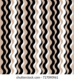 Seamless Black White Vertical Wave Lines Brown Paper Pattern