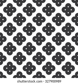 Seamless black and white vintage clover geometric pattern vector