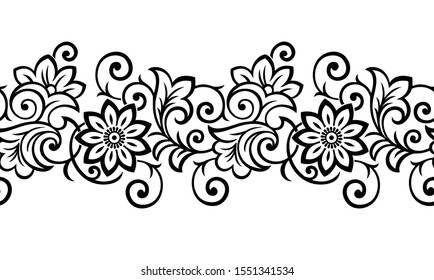 flowery border black and white clipart