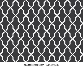 Seamless black and white vintage interlocking Moroccan outline pattern vector