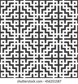 Seamless black and white vintage pixel Spanish cross retro pattern vector