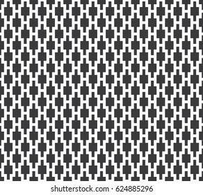 Seamless black and white vintage pixel ogee textile geo pattern vector