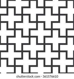 Seamless Black And White Vintage Plus Outline Pattern Vector