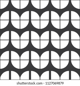 Seamless black and white vintage simple floral petals textile pattern vector