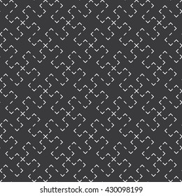 Seamless black and white vintage traditional Japanese stitched sashiko ornate pattern vector