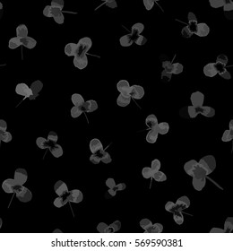 Seamless black and white watercolor vector flower pattern.