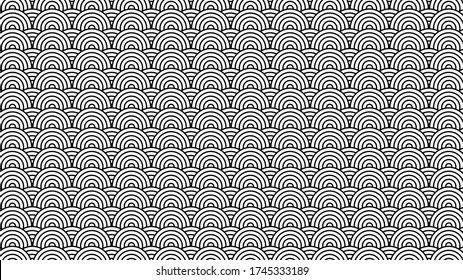 Seamless black and white wave pattern background  