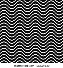 Seamless black and white wave stripe pattern background