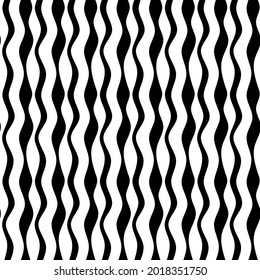 Seamless black white wavy line pattern. Vector Illustration.