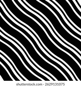  Seamless Black and White Wavy Line Pattern for Modern Graphic Design Backgrounds