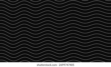 Seamless black and white wavy line texture background.