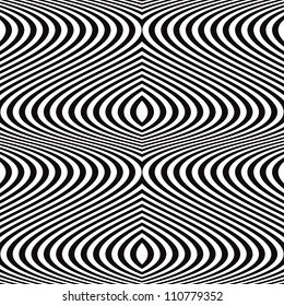 Seamless black and white wavy lines pattern, vector background.