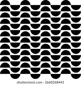 Seamless Black and White Wavy Optical Pattern – Retro Curve Design
