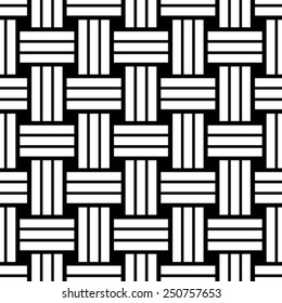 Nahtlose, schwarz-weiße Webstruktur. Vektorgrafik-Hintergrund