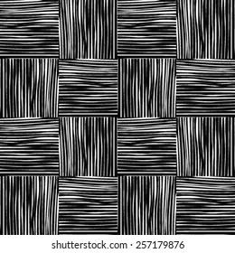 Seamless black and white weave texture. Stripe vector illustration background
