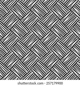 Seamless black and white weave texture. Stripe vector illustration background