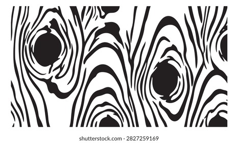 seamless black and white wooden texture background featuring abstract organic knot patterns and flowing natural lines for design and decor projects