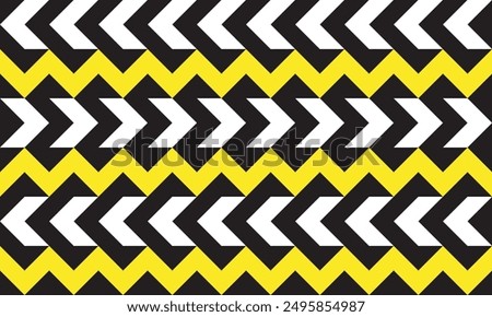 Seamless black, white and yellow zigzag lines pattern. Zigzag geometric repeat pattern. Vector and illustration background design