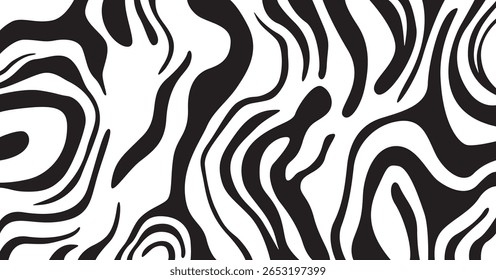 Seamless Black and White Zebra Animal Print Pattern Background in Bold Abstract Style for Textile, Fashion, and Graphic Design