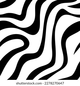 Seamless black and white zebra fur vector pattern. Stylish wild zebra print. Animal print background for fabric, textile, design, advertising banner.