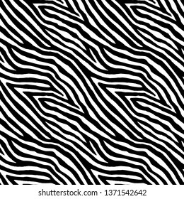 Seamless black and white zebra pattern. Print for textiles. Vector illustration.