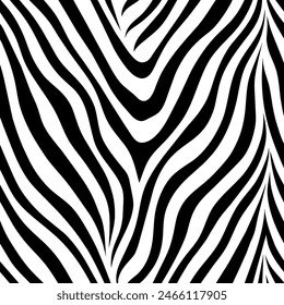 Seamless black and white zebra pattern, ideal for fashion, textile, and decor.