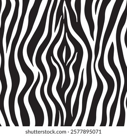 Seamless Black and White Zebra Skin Texture - Bold Striped Animal Print Design