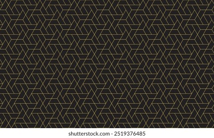 Seamless black and yellow geometric line pattern with an intricate design, perfect for backgrounds, wallpapers, textiles, and modern decor.