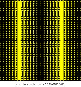 Seamless black and yellow pattern with geometric abstract vector. Trendy unusual style scandinavian modern illustration for fashion decor and textile print.