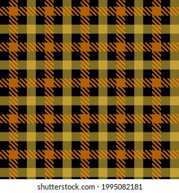 Seamless black and yellow tablecloth pattern. Texture from for clothes, shirts and blankets. Scottish tartan plaid. Abstract background.