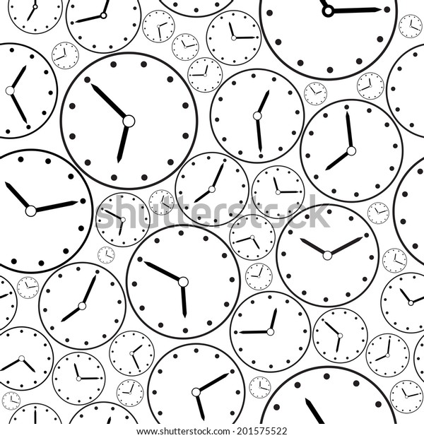 Seamless Blackandwhite Clock Pattern Background Vector Stock Vector ...