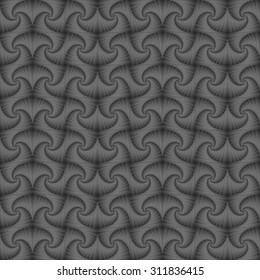 Seamless black-and-white fractal pattern in a repeating four-pointed and five-pointed curves of stars.