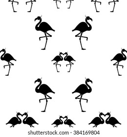 Seamless black-and-white pattern with flamingos. Design for fabric and decor