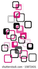 Seamless black-and-white retro pattern with rounded squares