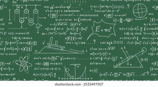 Seamless blackboard science principles calculation background formula.