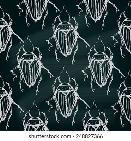 Seamless blackbord pattern with bugs. Insects background. EPS 10 vector 