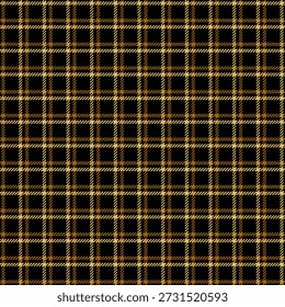 Preto sem costura, padrão de verificação de cor dourada.Padrão de repetição xadrez.Design xadrez para impressões.Tecido tartã repetido. Vetor tecido escocês.Ekose textura.Madras flanela.Linha do verificador.Stripe gingham.