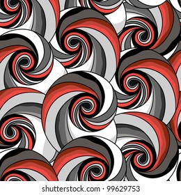 Seamless Black-Red-White Paisley Pattern